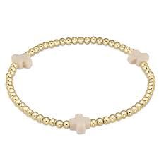 SIGNATURE GOLD 3MM WHITE CROSS BRACELET
