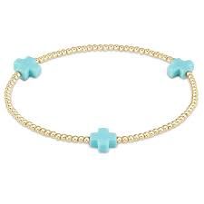 3MM STERLING TURQUOISE CROSS BRACELET