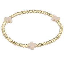 CROSS GOLD 3MM OFF WHITE BRACELET