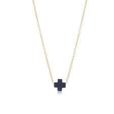 EGIRL 14&quot; NAVY CROSS NECKLACE GOLD