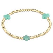 SIGNATURE CROSS 3MM GOLD BEAD BRACELET MINT