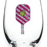 PICKLEBALL JEWELED STEMLESS WINE GLASS