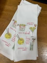 KITCHEN TOWEL MAHJONG TILES AND BIRDS CHEERS BIRD BARN