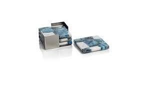 AGATE COASTER S/4 BLUE/WHITE