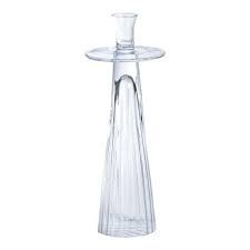 TALL RIBBED GLASS TAPER HOLDER 4.75 X 21.75