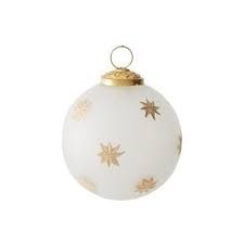 4&quot; IVORY W GOLD STAR ETCHED BALL ORNAMENT