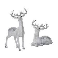 15.25&quot; SILVER GLITTERED DEER ASST