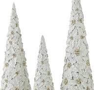 SMALL GLITTERED WHITE &amp; GOLD POINSETTIA CONE TREE