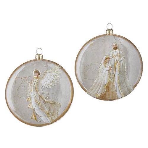 5&quot; HOLY FAMILY &amp; ANGEL DISC ORNAMENT ASST
