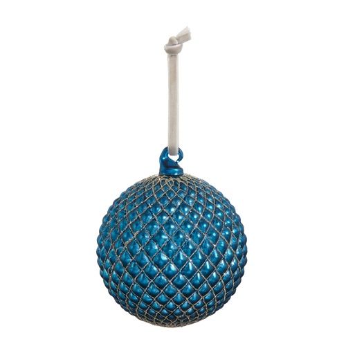4&quot; COBALT BLUE QUILTED ORNAMENT