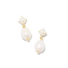 EVE DROP GOLD WHITE PEARL EARRING