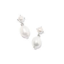 EVE DROP RHODIUM WHITE PEARL EARRING