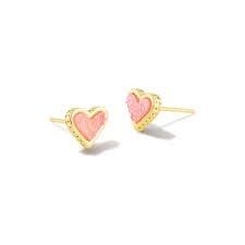 FRAMED ARI HEART GOLD STUD AZEALEA ILLUSION