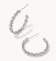 LEXI RHODIUM HOOP WHITE CRYSTAL