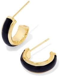 AINSLEY GOLD HUGGIE EARRING BLACK  ENAMEL