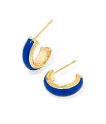 AINSLEY GOLD HUGGIE EARRING BLUE  ENAMEL