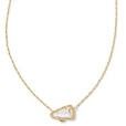 CHEER SHORT PENDANT GOLD NECKLACE WHITE MO
