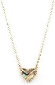 FRAMED ARI HEART PENDANT GOLD NECKLACE MOOD STONE