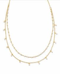 SCOTT EVE CHAIN MULTI STRAND GOLD WHITE PEARL NECKLACE