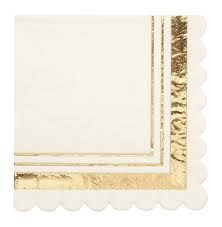 COCKTAIL NAPKIN GOLD &amp; WHITE 20/PKG