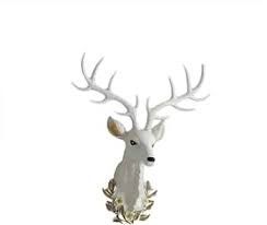 WHITE GLITTER DEER HEAD DECOR