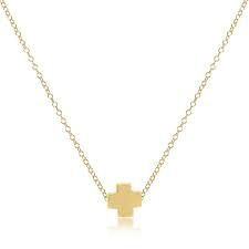 16&quot; SIGNATURE SMALL CROSS GOLD NECKLACE