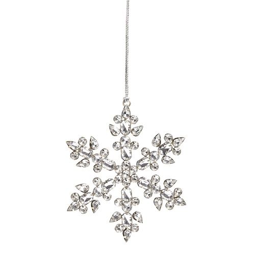 SILVER JEWELED SNOWFLAKE ORN