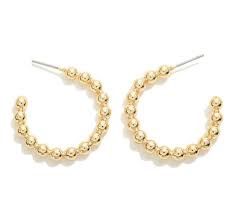 BEADED CLASSIC 1" POST HOOP 3MM GOLD