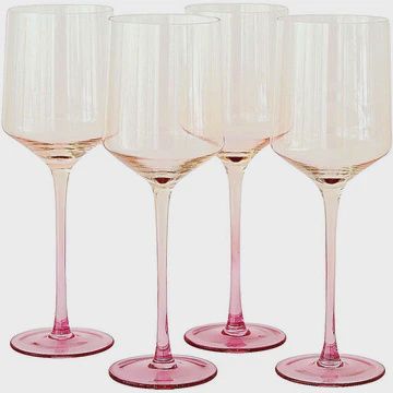 FLORA HANDBLOWN WINE GLASS SET 4