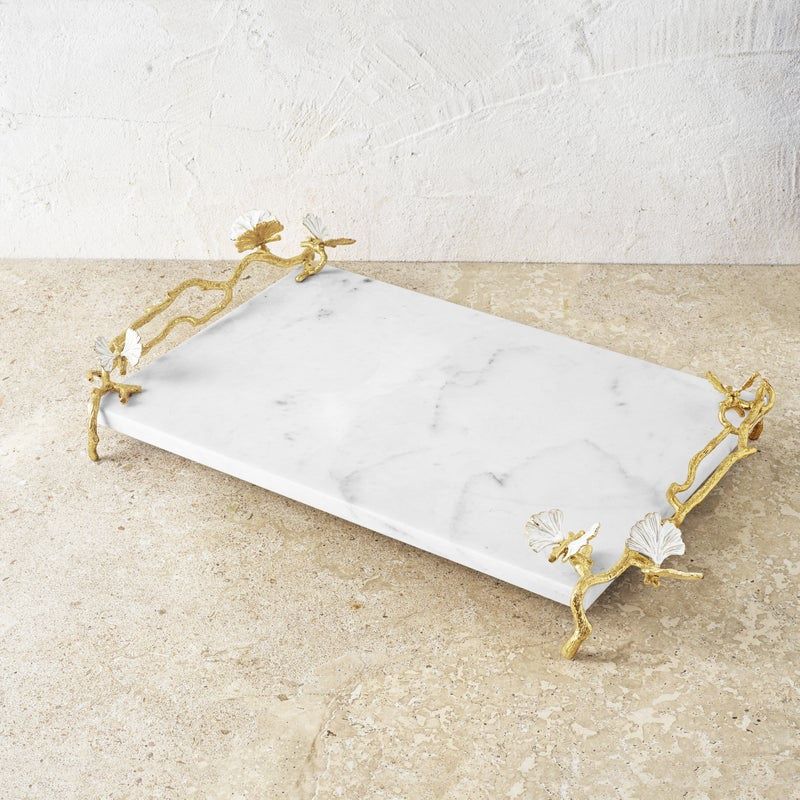 BUTTERFLY GINKO GOLD CHEESE BOARD WITH SPREADER