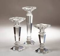 13&quot; CRYSTAL PILLAR CANDLE HOLDER