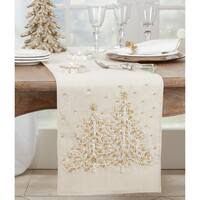 EMBROIDERED CHRISTMAS TREE RUNNER 14X 72&quot;