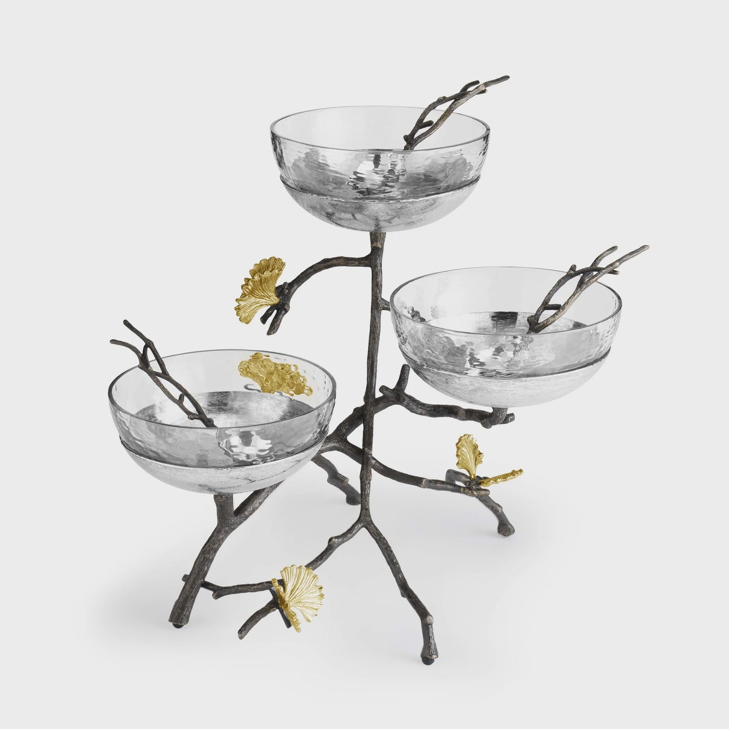BUTTERFLY GINKGO TRIPLE BOWL SET W/ SPOONS