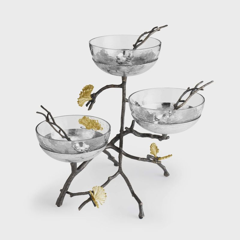 BUTTERFLY GINKGO TRIPLE BOWL SET W/ SPOONS