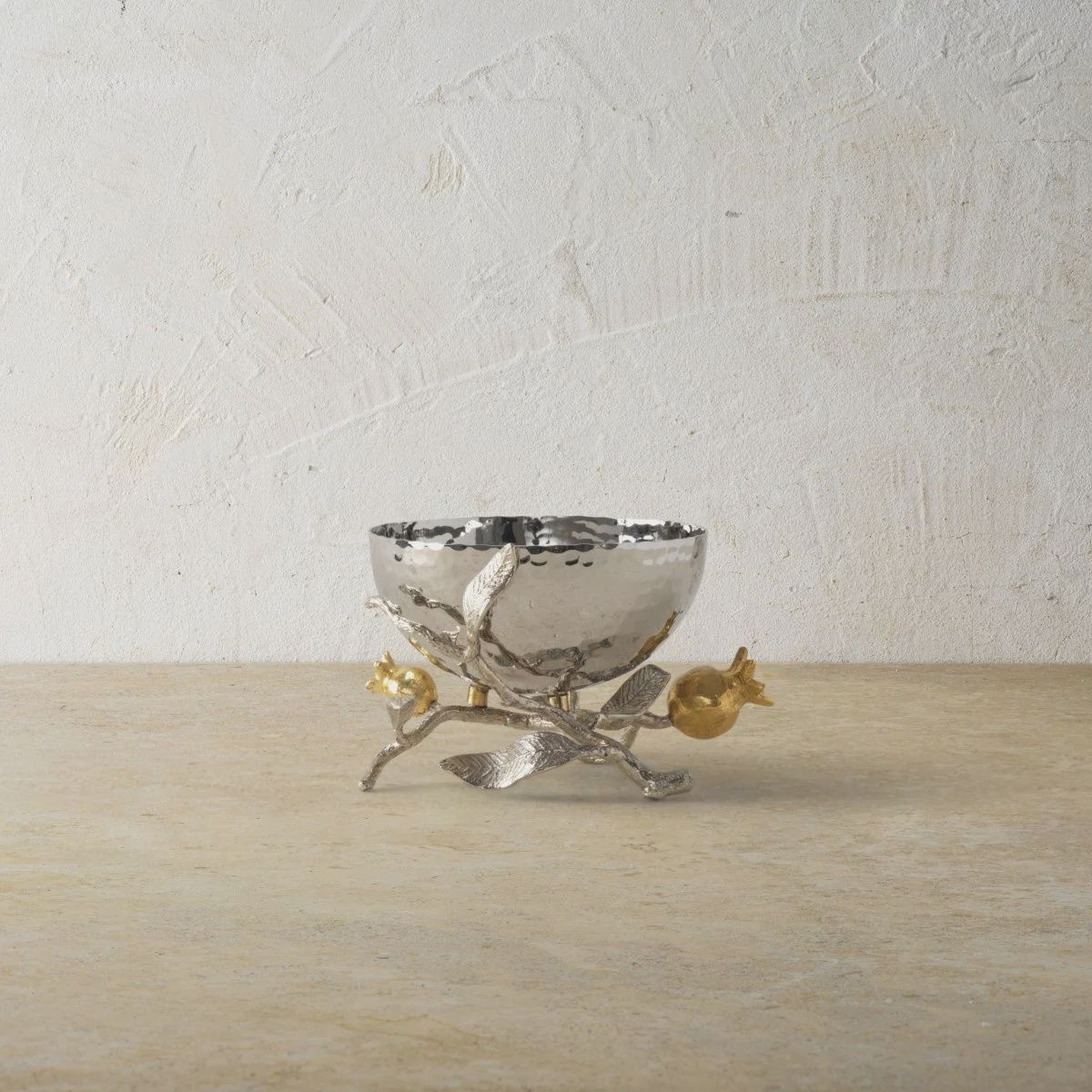 POMEGRANATE SILVER &amp; GOLD NUT BOWL