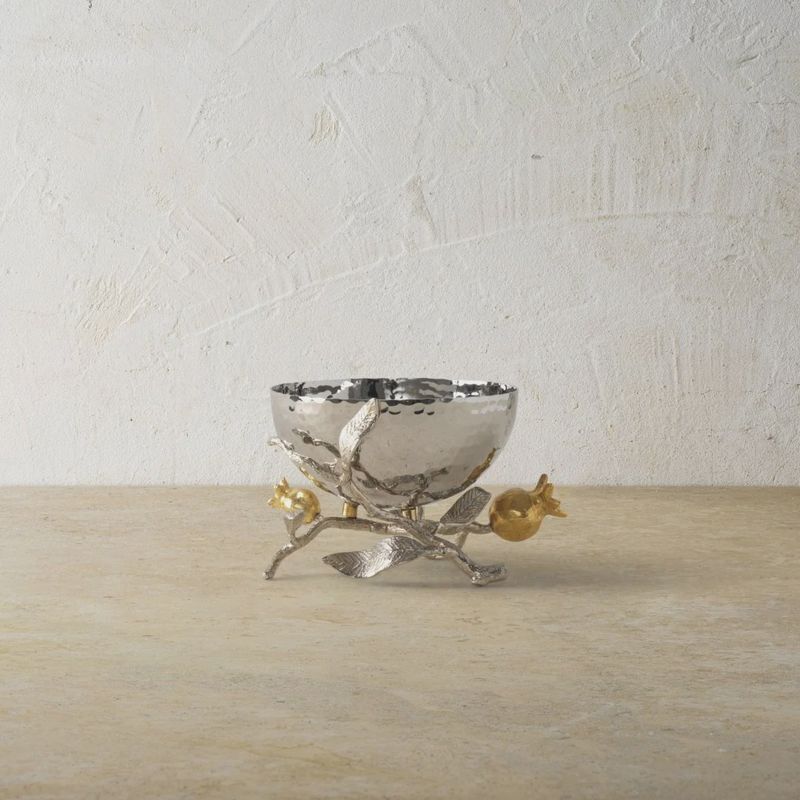 POMEGRANATE SILVER &amp; GOLD NUT BOWL