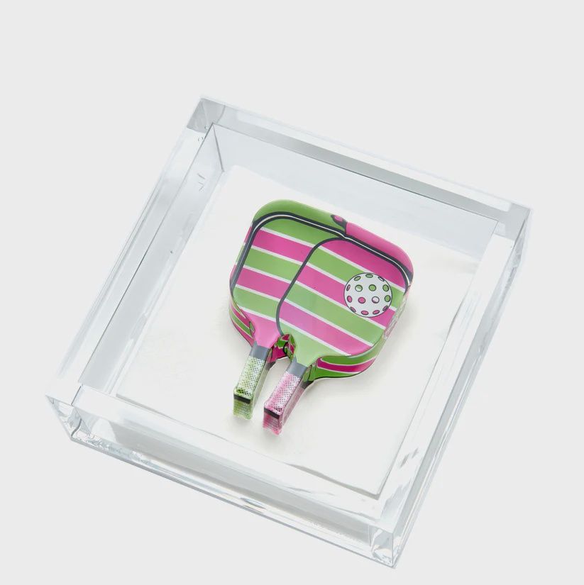 COCKTAIL NAPKIN HOLDER - PICKLEBALL PINK/GREEN