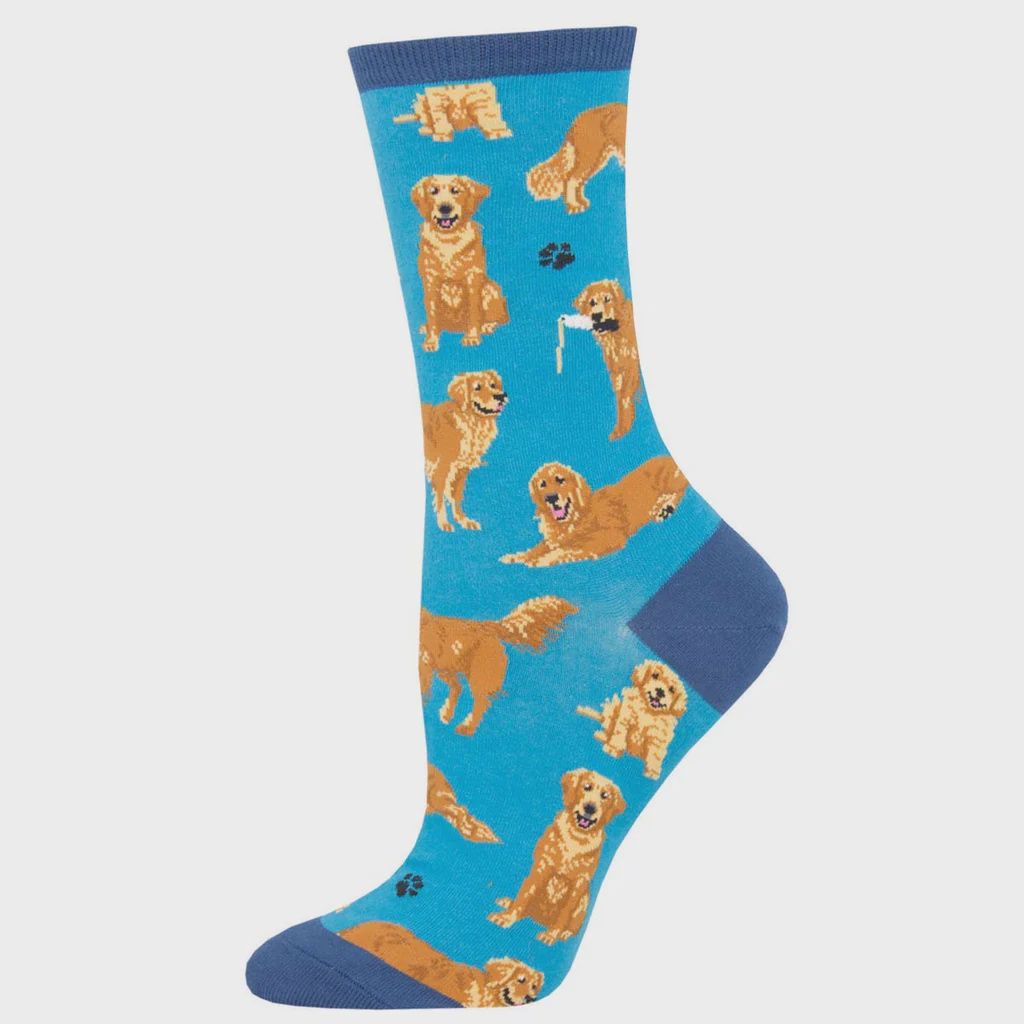 GOLDEN RETRIEVERS BLUE SOCKS