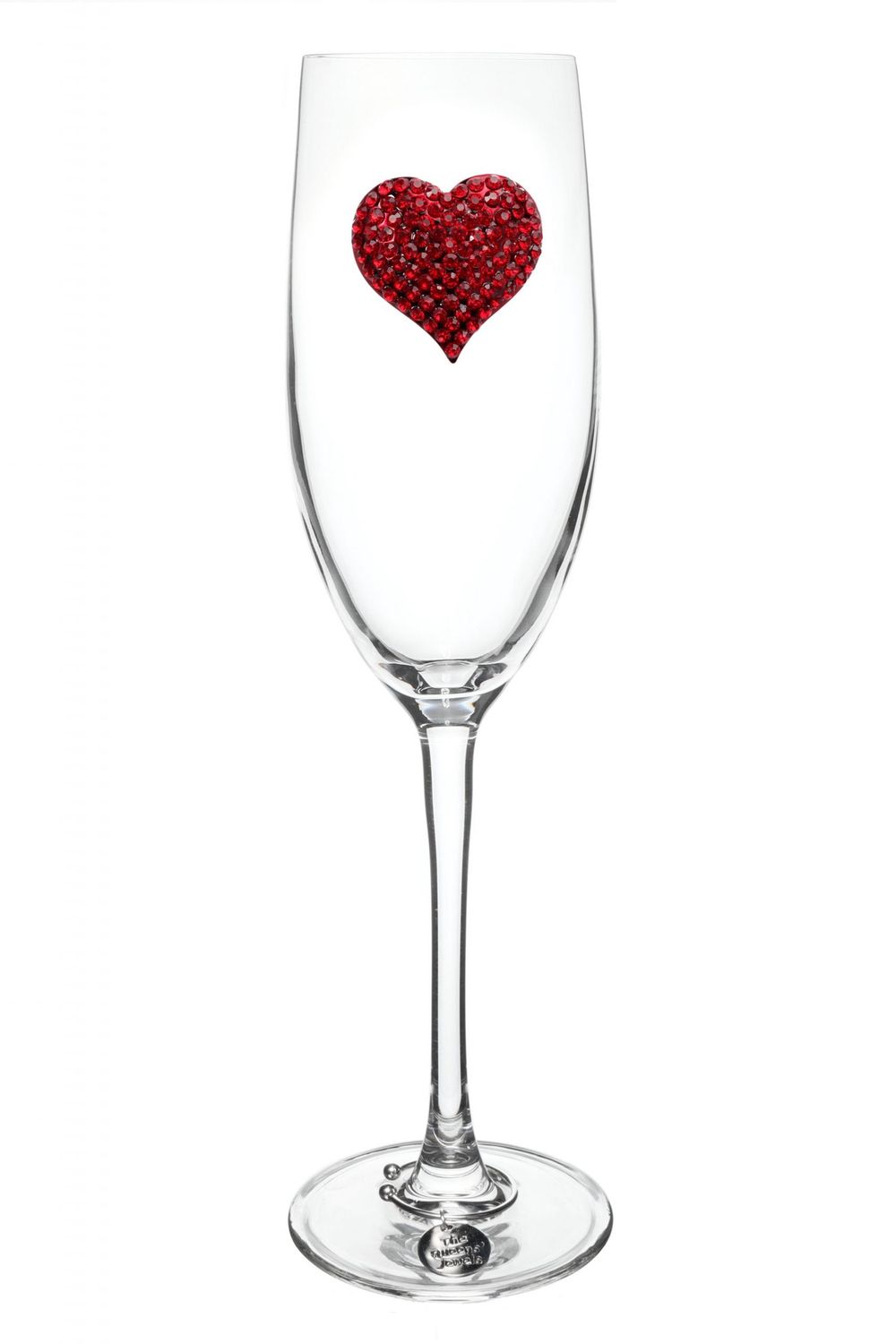 RED HEART JEWELED STEMMED CHAMPAGNE FLUTE