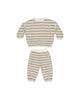 WAFFLE SLOUCH SET OLIVE STRIPE 12-18M