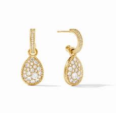 LUNA TEARDROP HOOP &amp; CHARM EARRING CUBIC ZIRCONIA