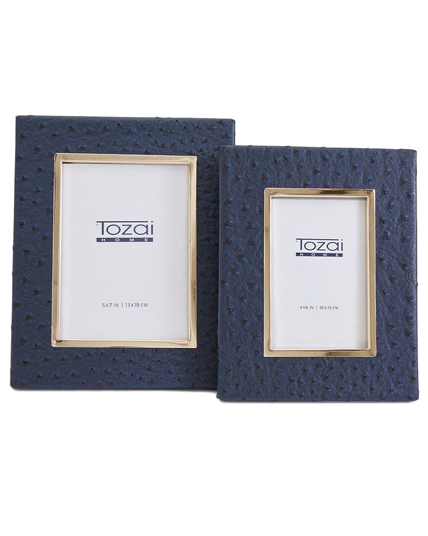 NAVY OSTRICH FRAME LARGE 5X7