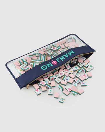 NAVY MAHJONG STITCHED BAG