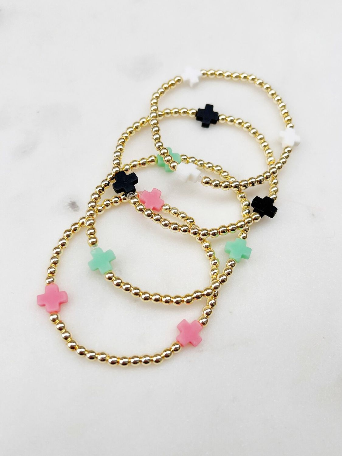 SIGNATURE CROSS  GOLD 3MM BRACELET NAVY