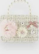 TWEED PURSE FLORAL BEIGE