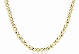 17&quot; CHOKER CLASSIC GOLD BEAD 5MM NECKLACE