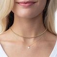 17&quot; CHOKER CLASSIC PEARL 3MM BEAD GOLD CROSS CHARM NECKLACE