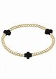 SIGNATURE EXTENDS CROSS SMALL GOLD 3MM BEAD BRACELET ONYX