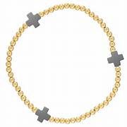 SIGNATURE CROSS SMALL GOLD 2MM BEAD BRACELET COBALT