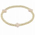 EXTENDS SIGNATURE CROSS GOLD 3MM BEAD BRACELET OFF WHITE